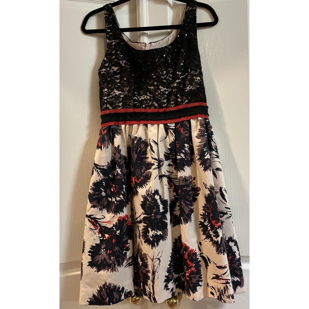 Peter Som Made In Kind Dress Womens 6 Black White Floral Lace Party‎ Sleeveless